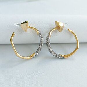 Alexis Bittar Crystal Two Tone Pave Hoop Earring | NEW